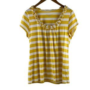 Grace Elements Womens Blouse Yellow White Stripe Size XL